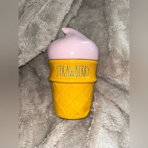 Rae Dunn Strawberry Ice Cream Cone Perfect Kids Accessory - Pink and Yellow